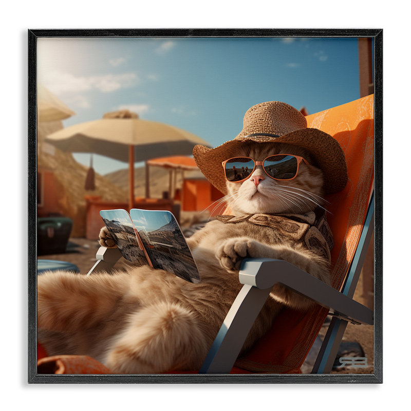 Fauteuil relaxant pour chat, estampe numérique par RB, Giclée encadrée noir minuit, H 17 po x l 17 po
