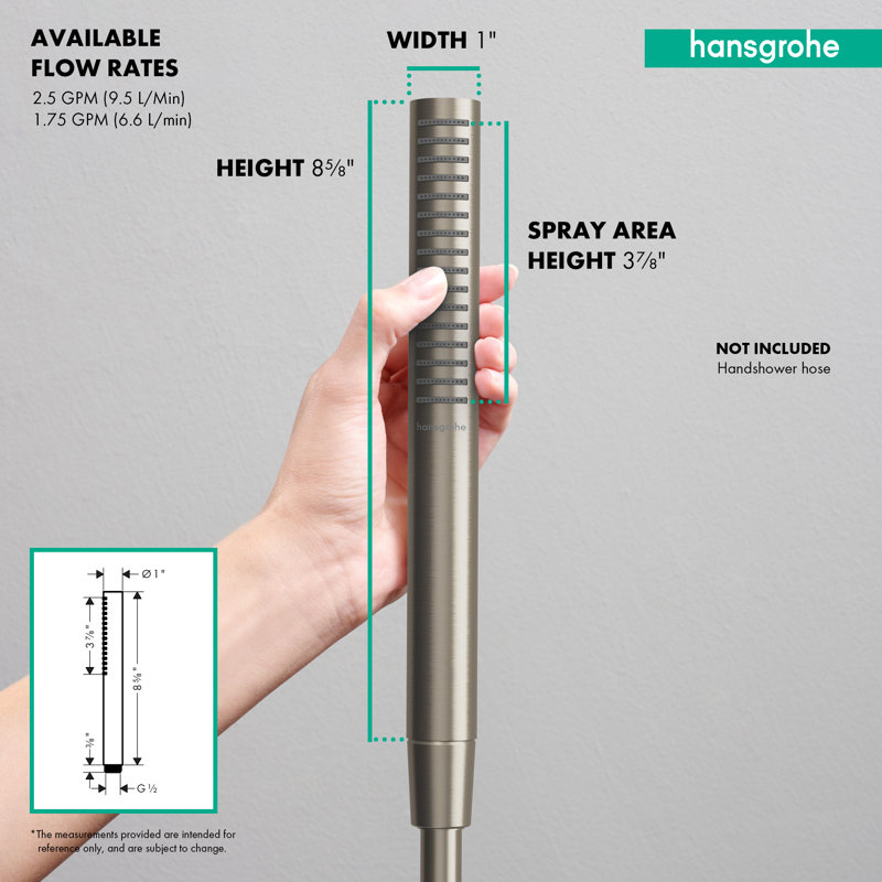 hansgrohe Pulsify S Baton Handshower 105 1-Jet, Brushed Nickel, 1.75 GPM