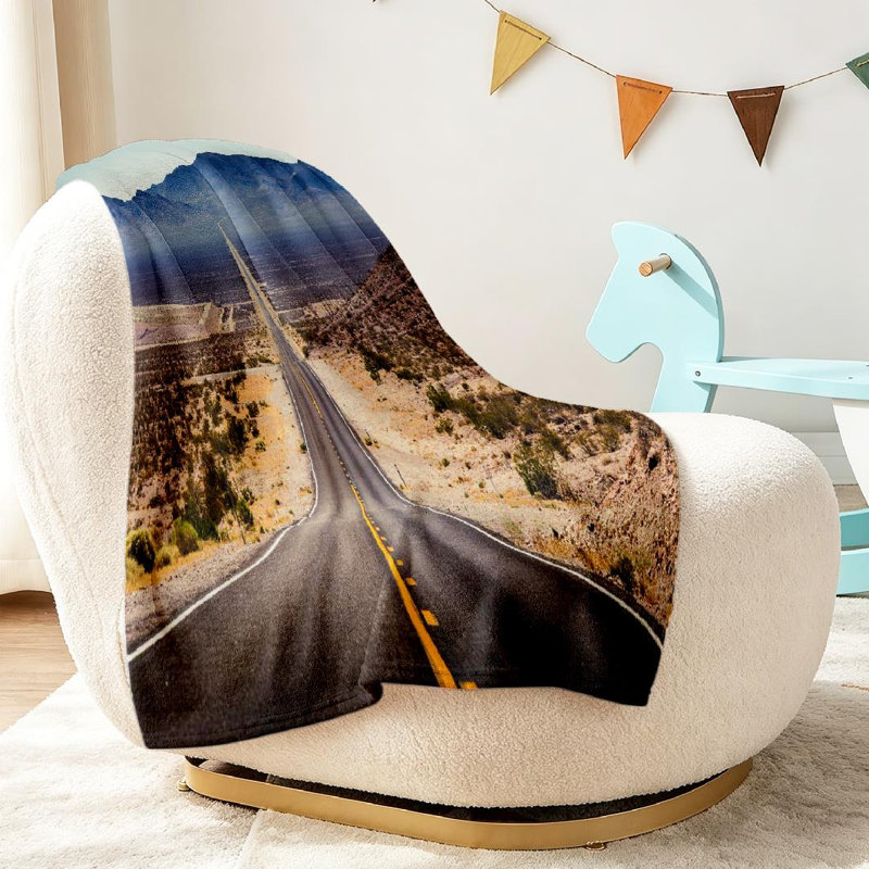 Jeté en molleton transparent ultra doux, imprimé recto Classic of Straight Road, Throw 30" x 40"