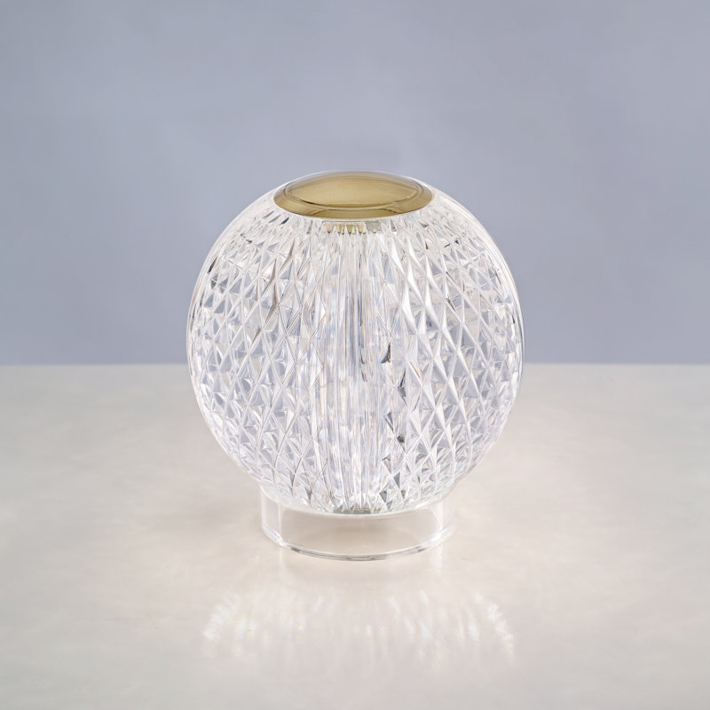 Marni LED Table Lamp, 4.38" H x 3.63" W x 3.63" D, Natural Brass, Clear/Natural Brass