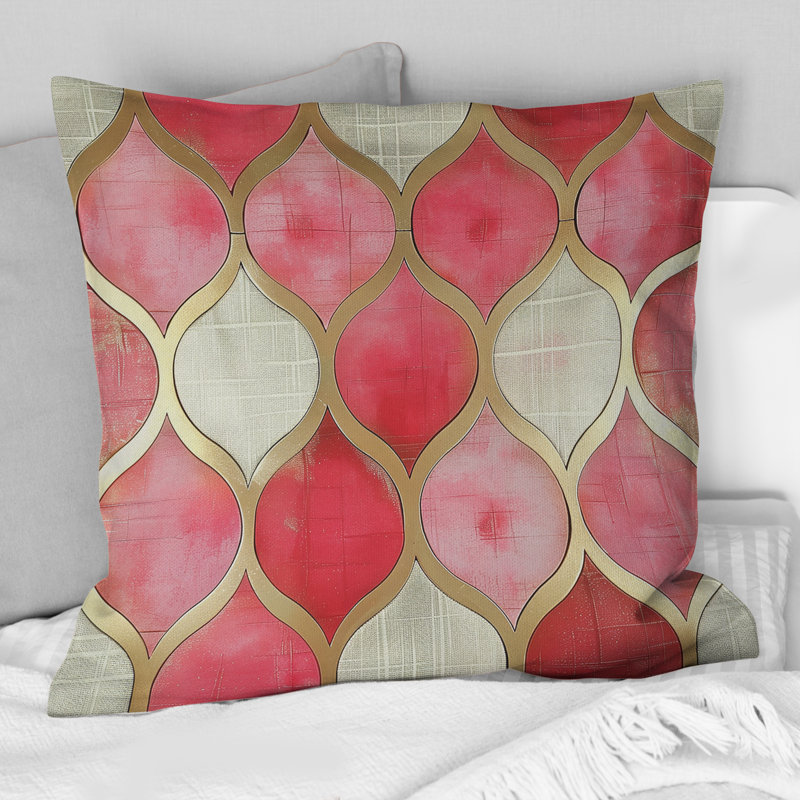 Coussin rose Mid-Century Trellis III - Mid-Century, H 18 po x l 18 po
