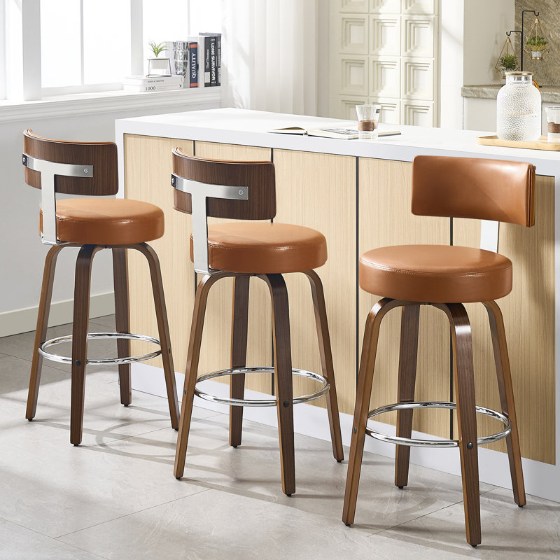 Swivel Upholstered Counter & Bar Stool, Brown, Bar Stool (29" Seat Height)