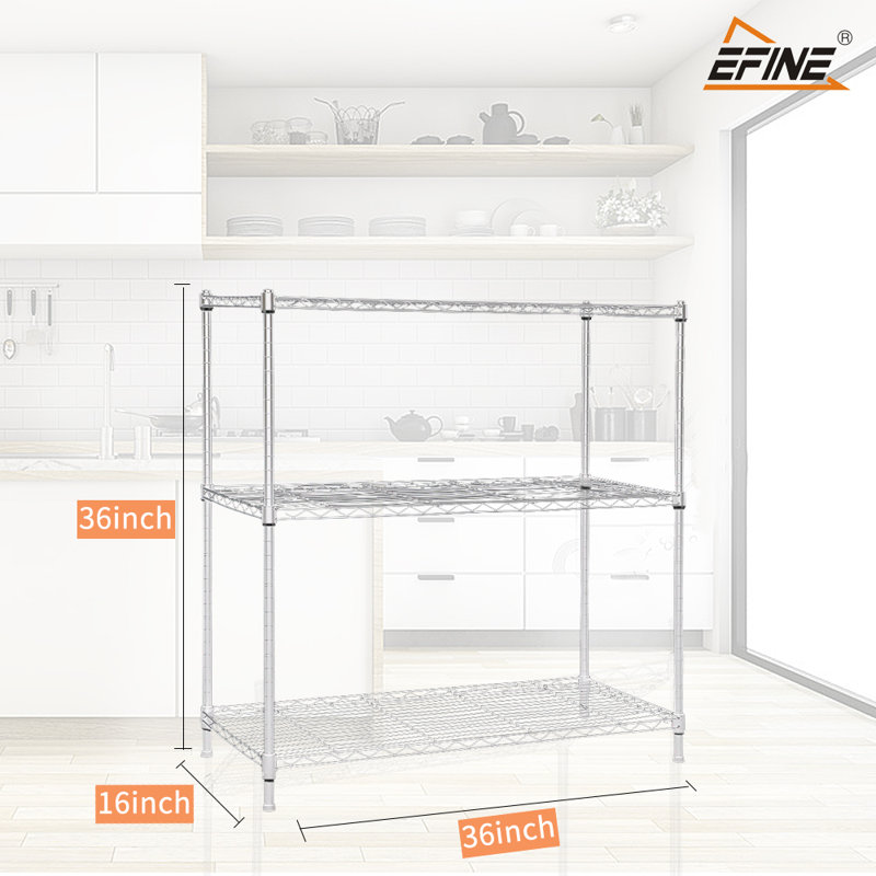36" H x 36" W x 16" D Shelving Unit, Chrome
