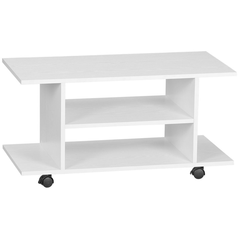 Modern TV Cabinet Stand Storage Shelves Table Mobile Bedroom Furniture Bookshelf Bookcase, White
