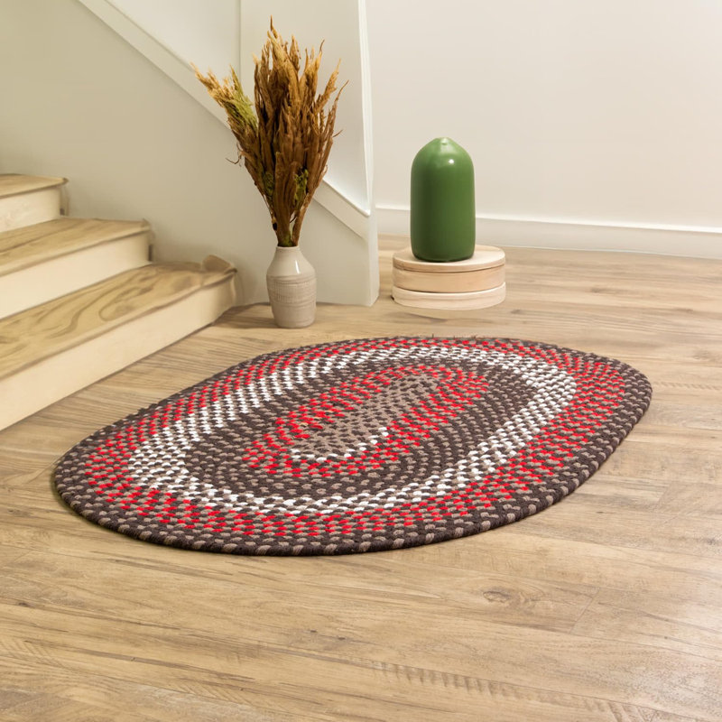 Chrisan Cotton Geometric Indoor Rug, Oval 3' x 5'
