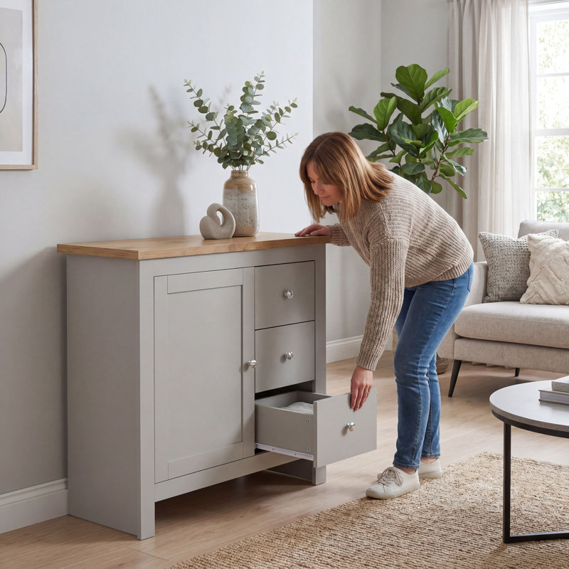 Beacsfield 79Cm W 3 Drawer Sideboard, Grey