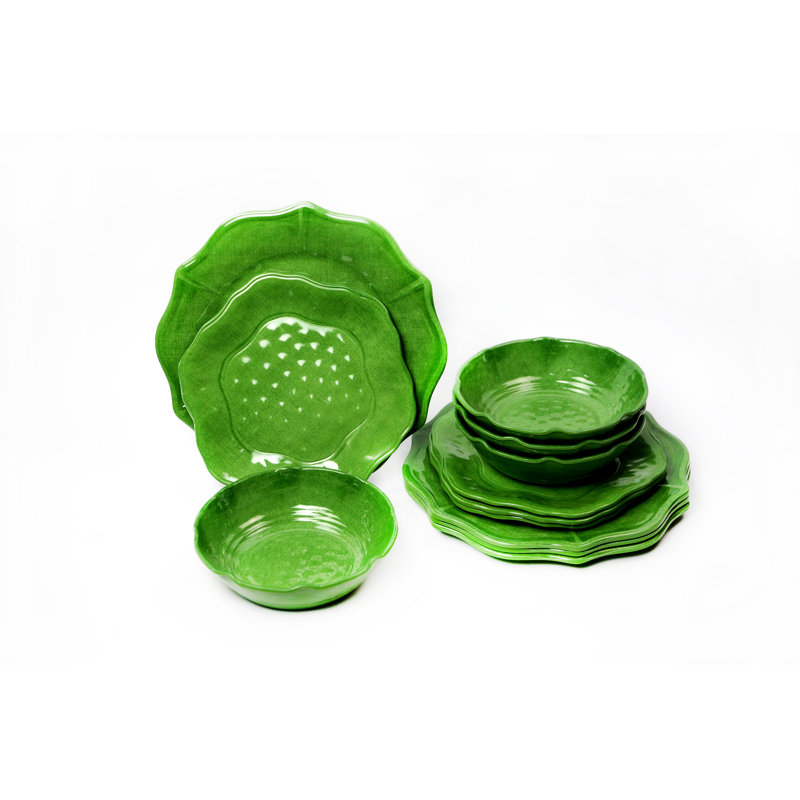 Dickinson Melamine Dinnerware - Service for 4, Green