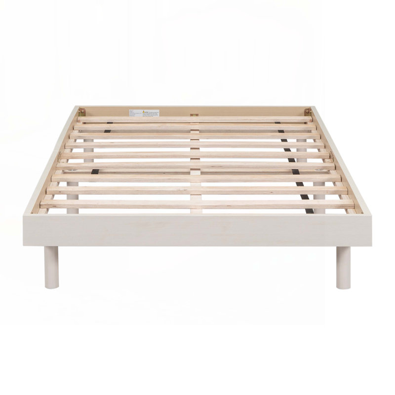 Floating Platform Bed Frame, White Washed, Twin