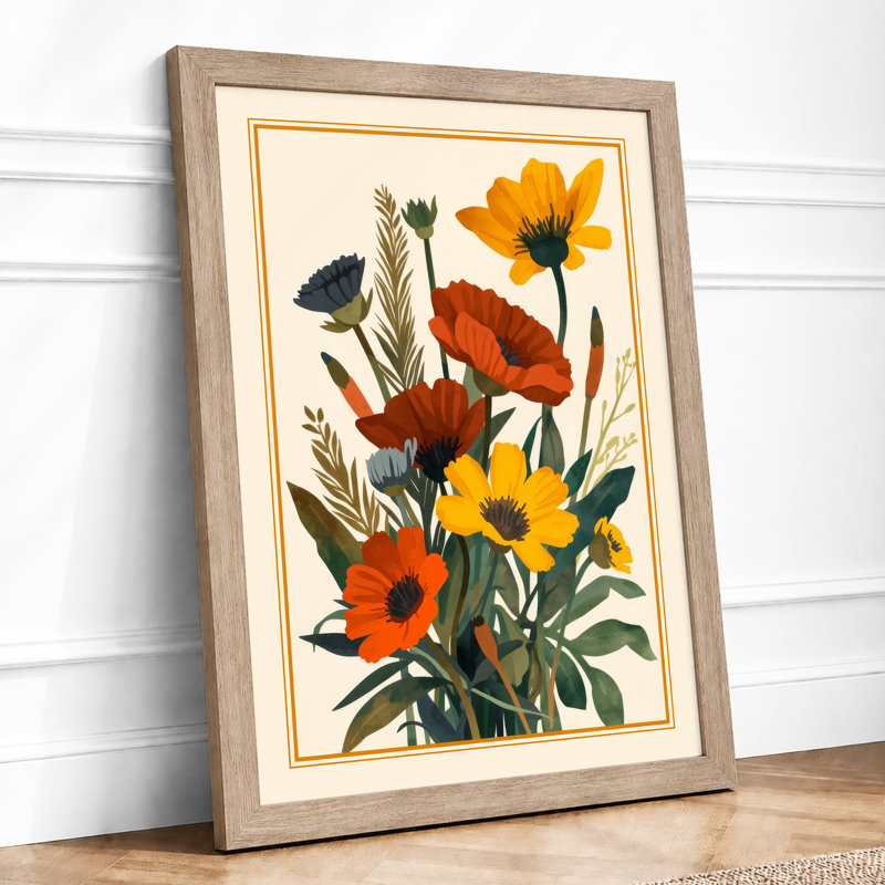 Garden Flowers Study Botanical - Print, Oak, A4 - 29.7 x 21.0 cm