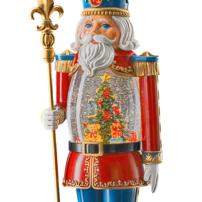 19.5" LED Battery Operated Timer Nutcracker Waterglobe