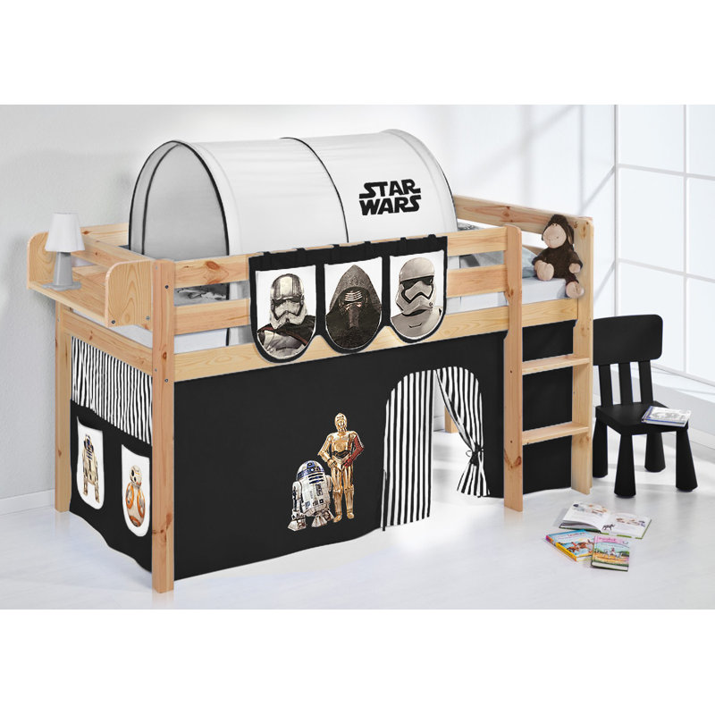 Star Wars Mid Slepper Bed with Textile Set, White/Blue, Comes with curtain and ladder, Single (3')