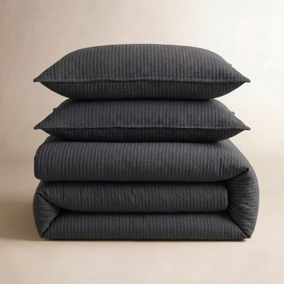 Bedsure Luxury Soft 100% Cotton Waffle Weave Plaid Duvet Cover