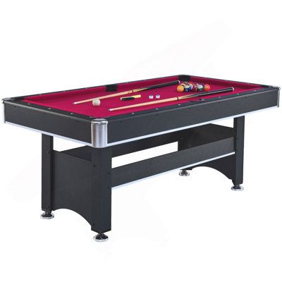 Table de billard 6 pieds avec plateau de tennis de table - noir avec feutre rouge