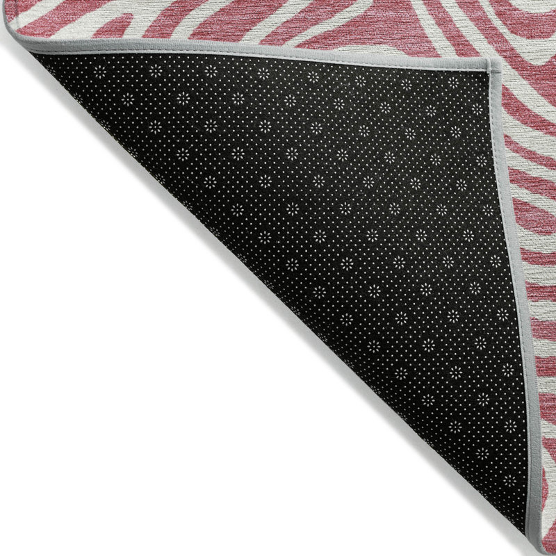 3' X 5' Blush And Ivory Abstract Washable Indoor Outdoor Area Rug
