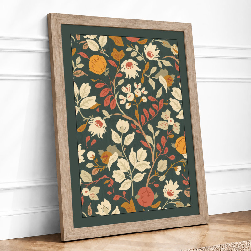 Scattered Blooms Botanical - Framed Print, Oak, A3 - 42.0 x 29.7 cm