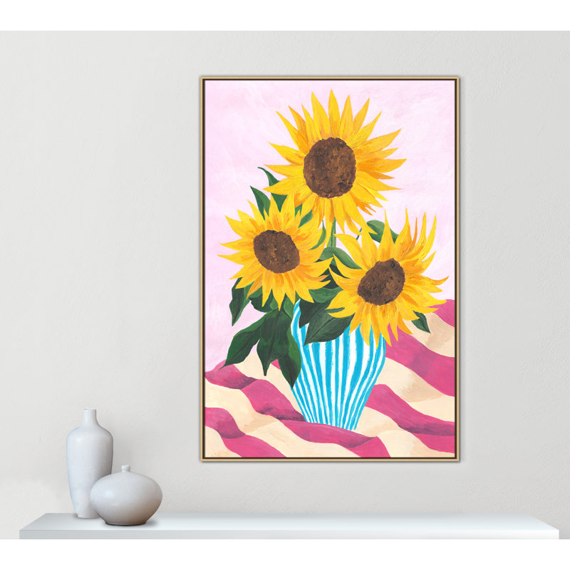 Tournesol couleurs par Violets Print House, L 41,5 po x H 61,5 po, Framed Canvas, Flotteur naturel