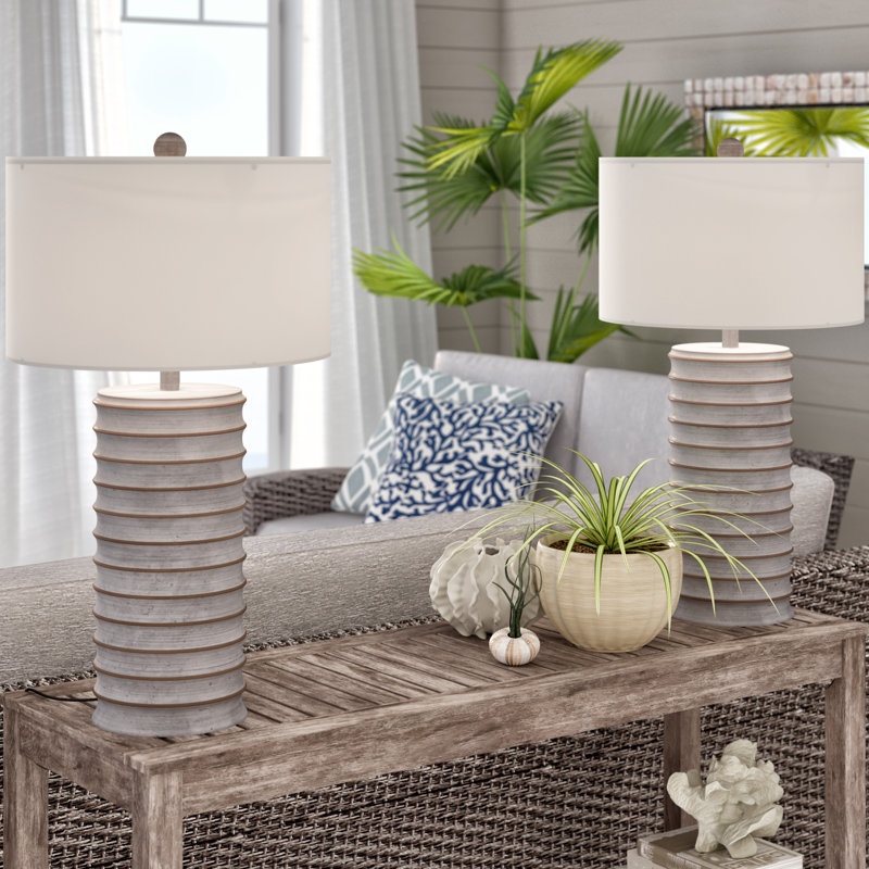 Ensemble de lampes de table blanc délavé 28,5 po Grassingt, Gris