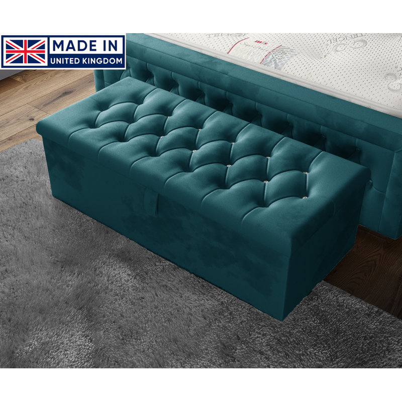 Akilia 102cm Wide Tufted Rectangle Storage Ottoman with Hydrolic Arm, Mallard