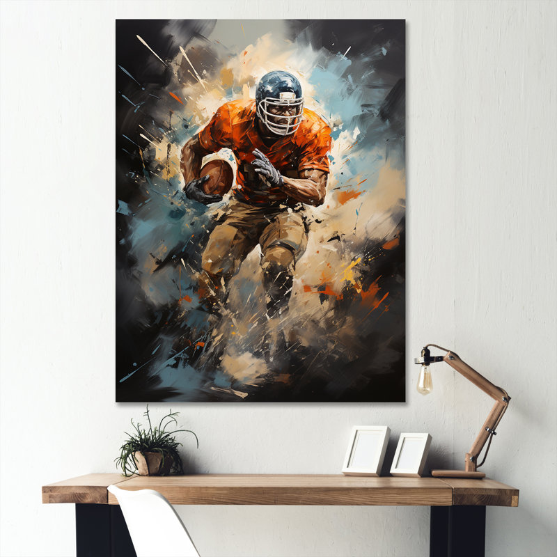 Football Turbulent Touchdowns - Imprimé, H 20 po x l 12 po x P 1 po, Toile tendue