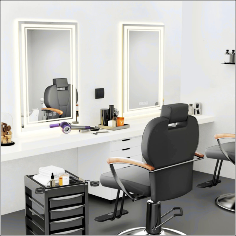 Miroir de salle de bain à DEL avec éclairage avant et arrière, désembuage et à intensité variable