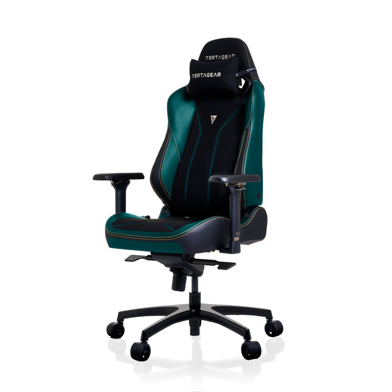 Vertagear Adjustable Reclining Ergonomic Faux Leather Swiveling PC & Racing Game Chair, Midnight Green