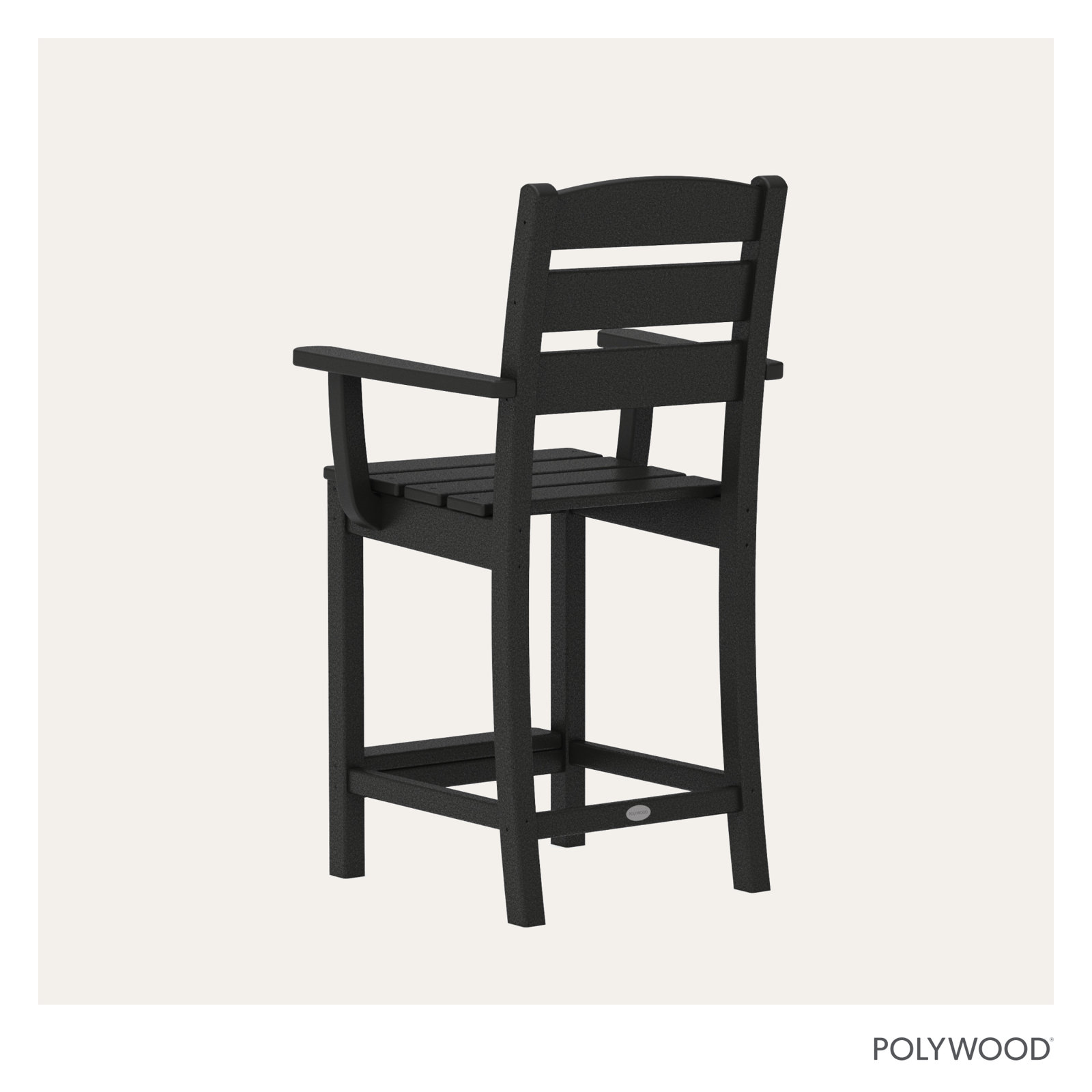 POLYWOOD® Lakeside Counter Patio Bar Stool, Black