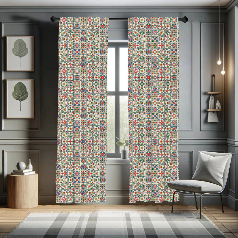 Panneaux de rideaux semi-diaphanes avec passe-tringle marocain, 28 po x 63 po