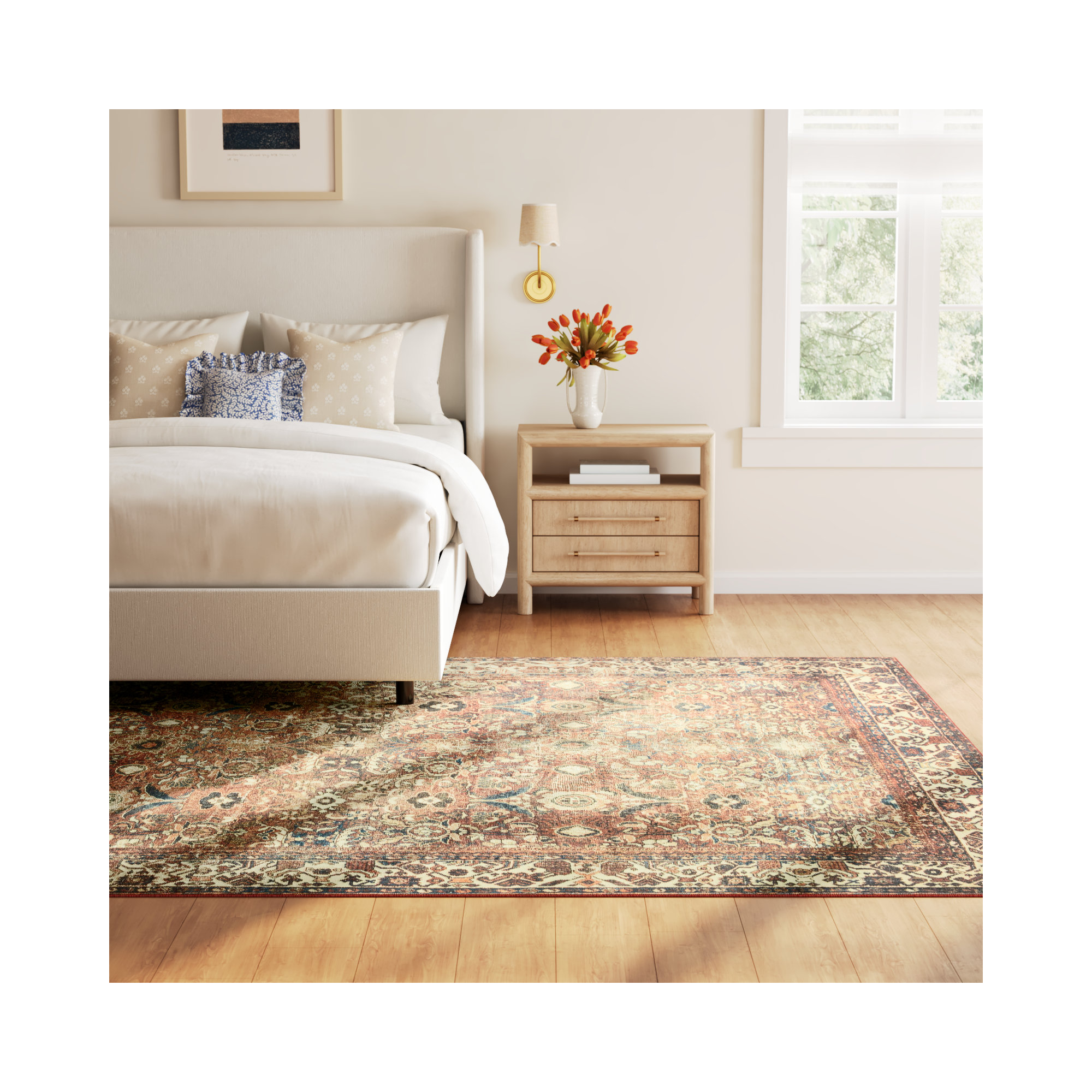 Magnolia Home By Joanna Gaines X Loloi Banks Machine Washable Brick / Ivory Area Rug, Rectangle 8'6" x 11'6"