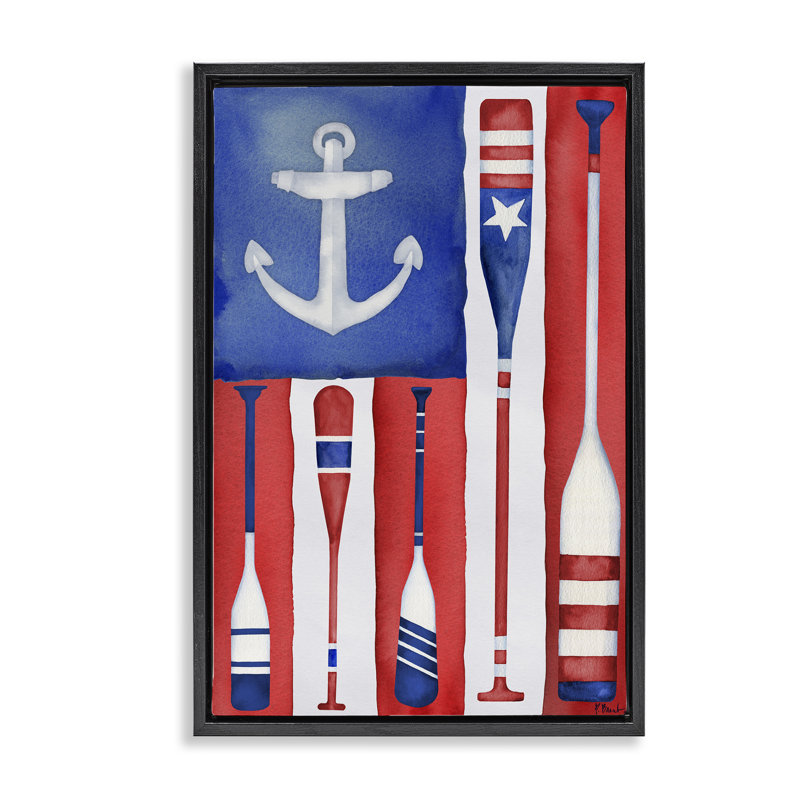  Americana Oar Flag Floater Canvas by Paul Brent, H 25 po x l 17 po, Noir