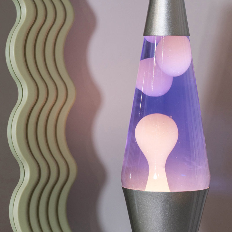 Razzo LED with Silver Base Retro Desk Table Light Lava Lamp, White/Purple
