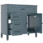 Meuble-lavabo autoportant bleu de 36 po, lavabo encastré en bois massif et en céramique, une armoire, deux tiroirs, poignées en métal, mélange de revêtement antitache, noir rétro lisse facile à entretenir