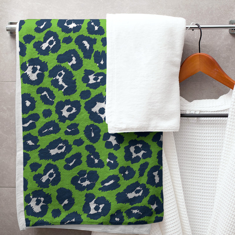 Lucida Bath Towel, Polyester/Cotton Blend, Action Green/White/College Navy