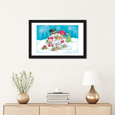 Happy Holidays Snow Family - Wall Art Print - Framed Fine Art Paper