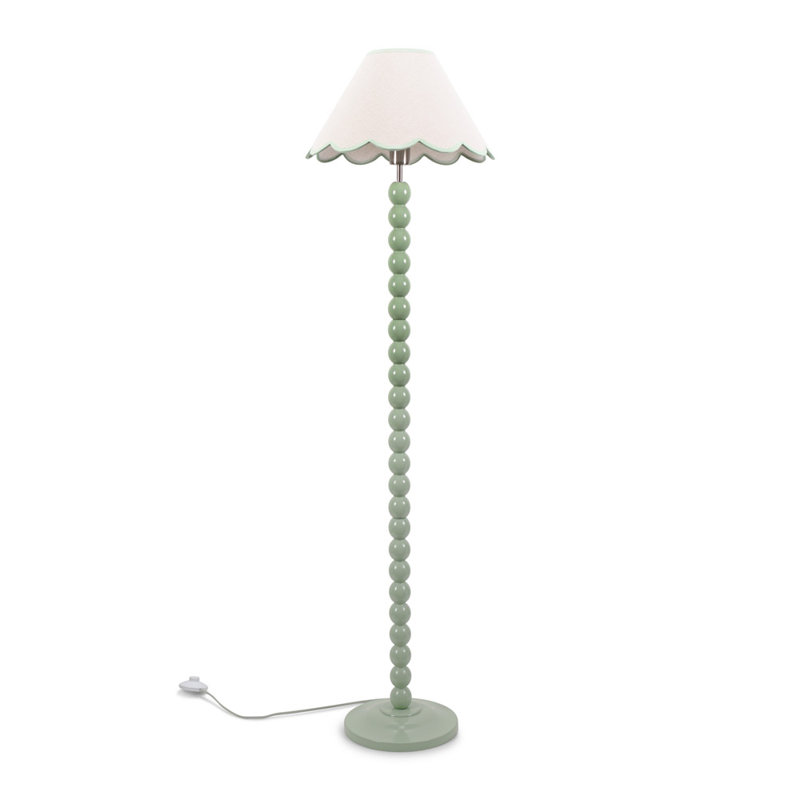 Bobbles 144cm Traditional Floor Lamp, White/Green, Sage Green