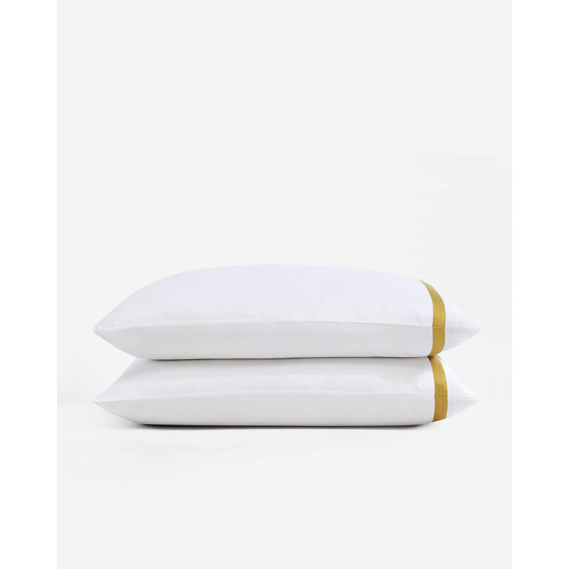 Frame Pillow Case, King / Cal King Pillowcases, White/Gold