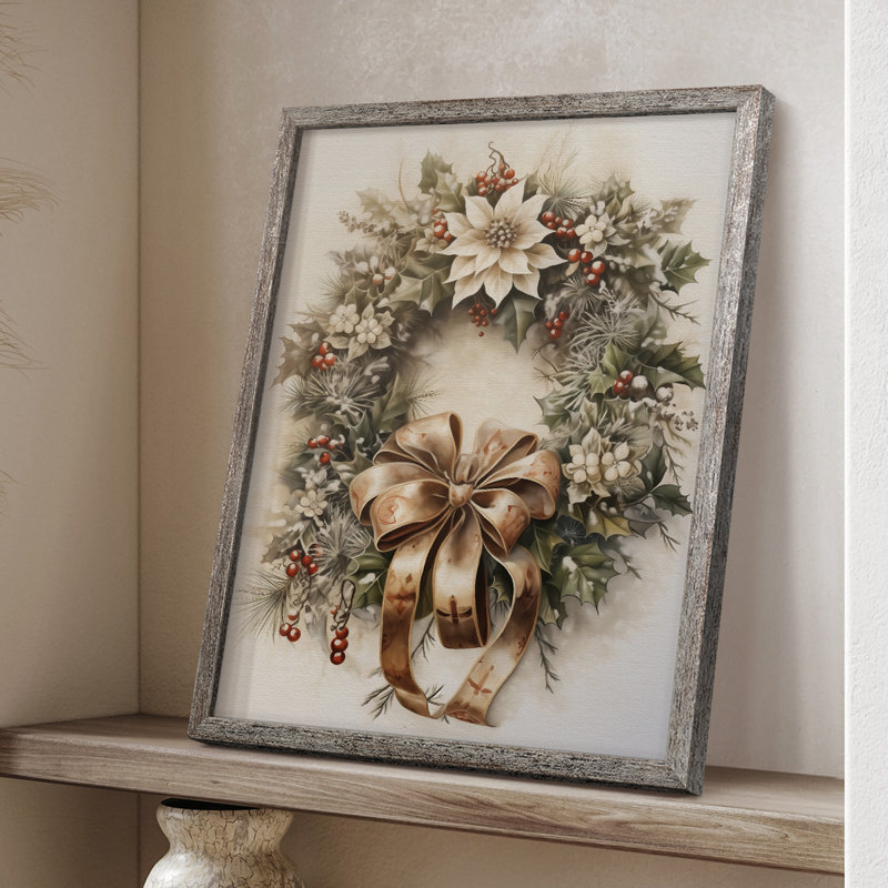 Reproduction d'art encadrée en bois massif Christmas Christmas, H 15 po x l 12 po