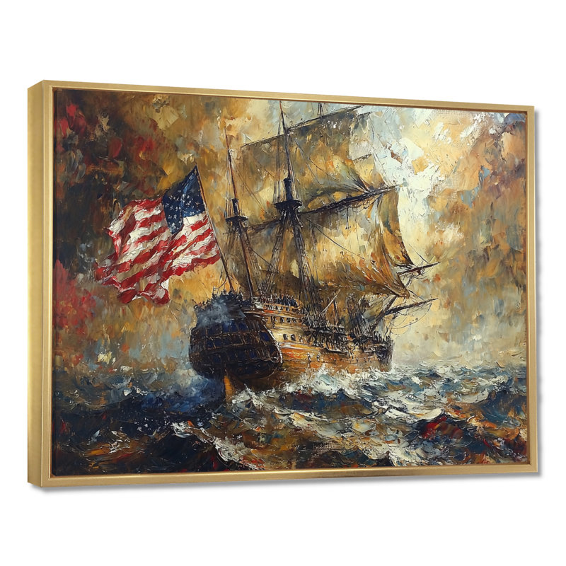 Alkiviadis - Transportation Wall Art, 24" H x 32" W, Cadre flottant, Gold
