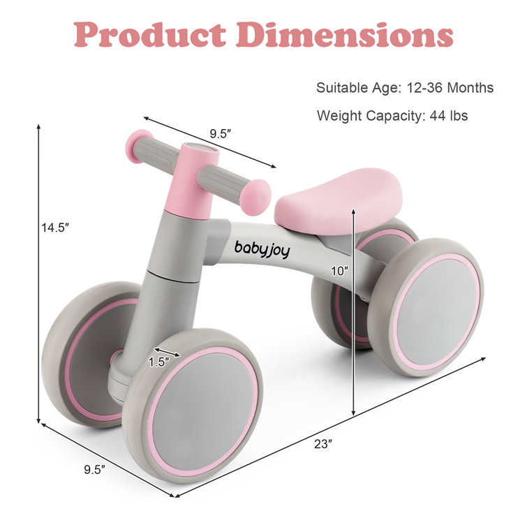 Triciclo per equilibrio per bambini senza pedali con 4 ruote, Mini triciclo  giocattoli per bimbi di 1-3 anni 59x29x40cm Blu - Costway