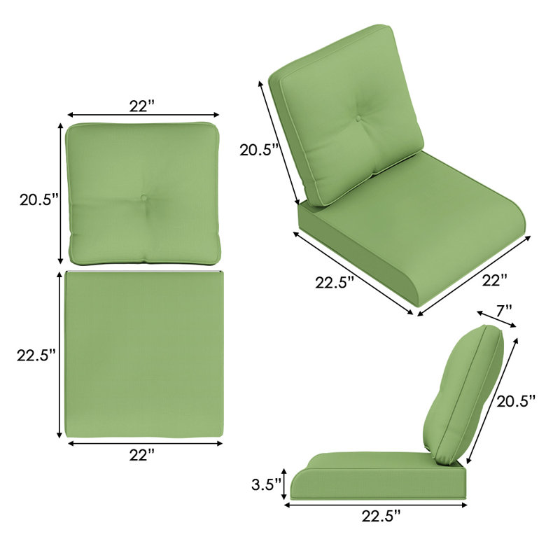 Coussin d'extérieur à assise profonde avec tissu en oléfine, Vert