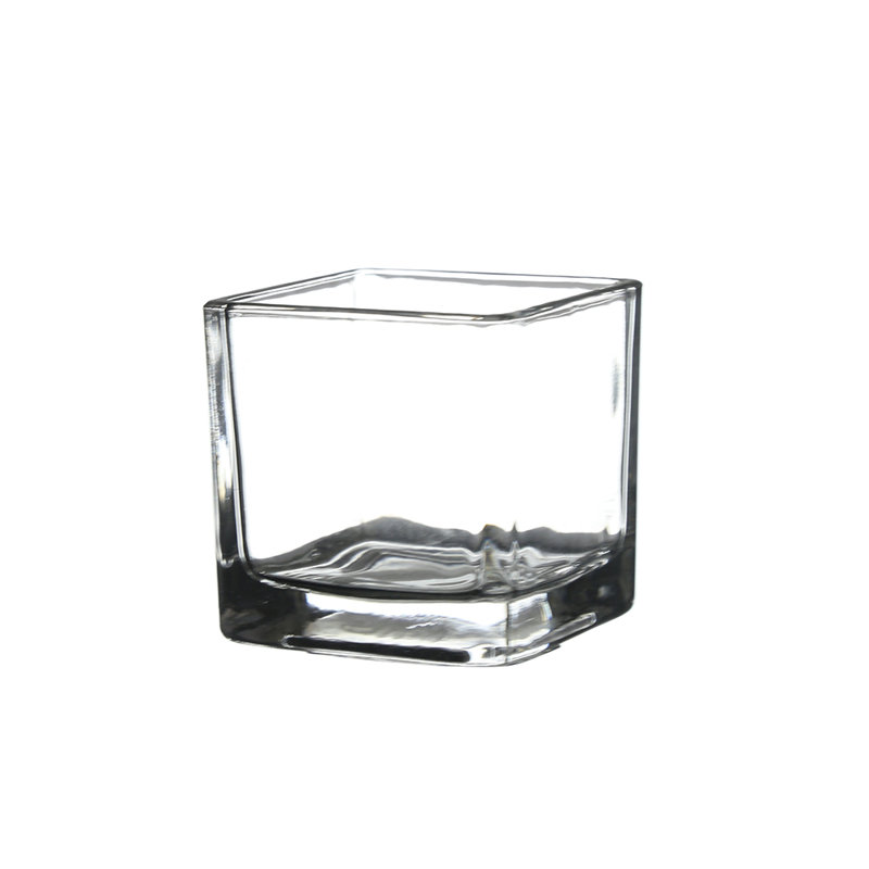 Glass Tabletop Tealight Holder, 2" H x 2" W x 2" D