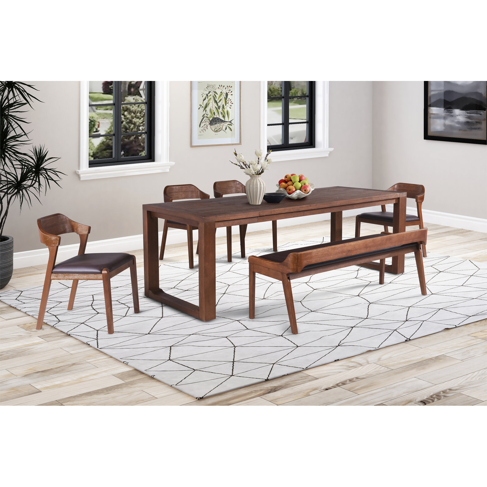 Jennylynn 6 - Piece Extendable Dining Set, 6 Pieces: Table, 4 Chairs, Benches