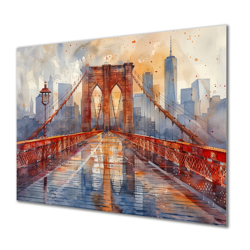 Rouge et beige élégant automne Brooklyn Bride, Métal métal, H 12 po x l 20 po x P 1 po