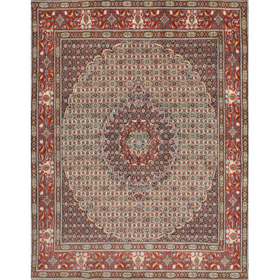 Tapis brun/rouge/gris traditionnel