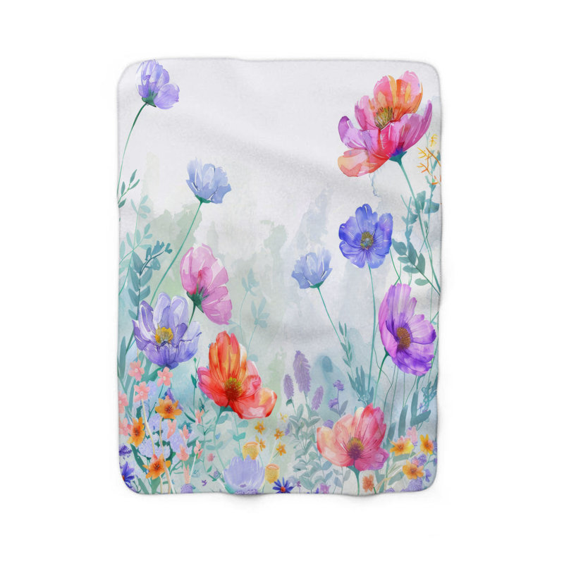 Couverture florale en sherpa de qualité supérieure Springtime, L 80 po x l 60 po