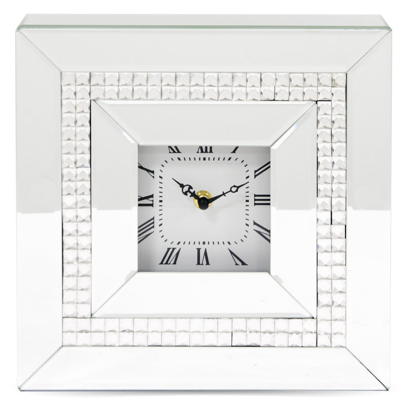 Manufactured Wood Quartz movement / Crystal Tabletop Clock in Silver