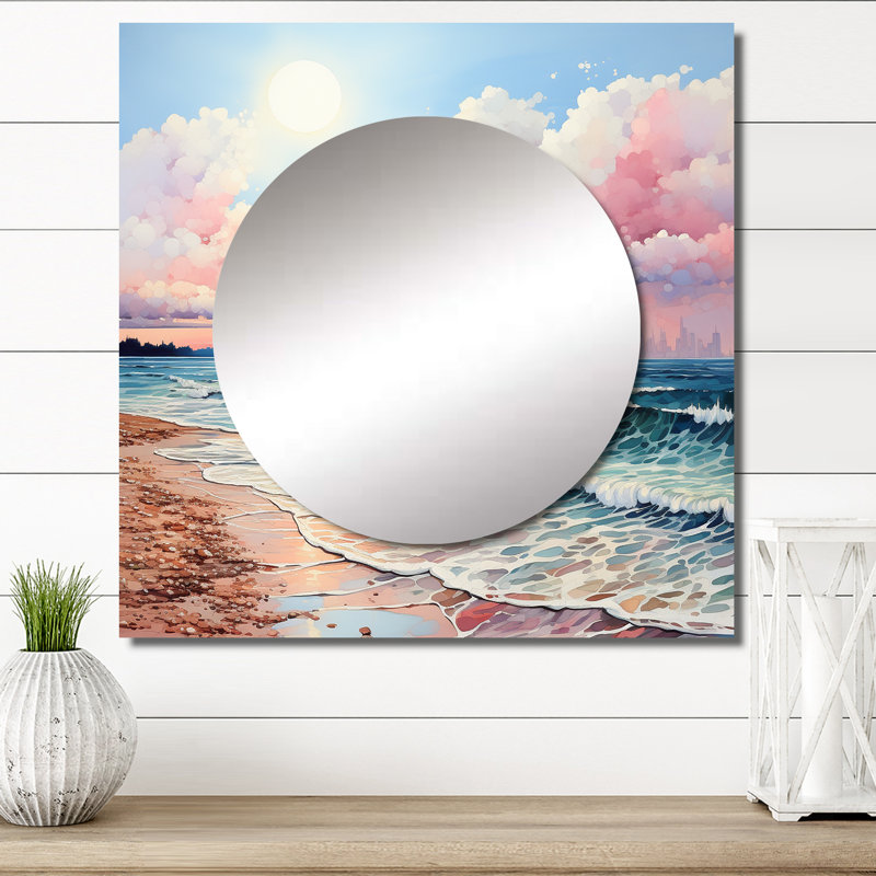 Grande décoration murale miroir de plage pour la chambre à coucher Londyn - Beach & Ocean, 29 po x 29 po
