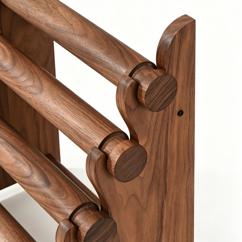 Black Walnut Wooden Bracelet Holder, 4 Tier Natural Solid Wood Jewelry Stand for Watch Bangle Necklace Scrunchie, Display Showcase