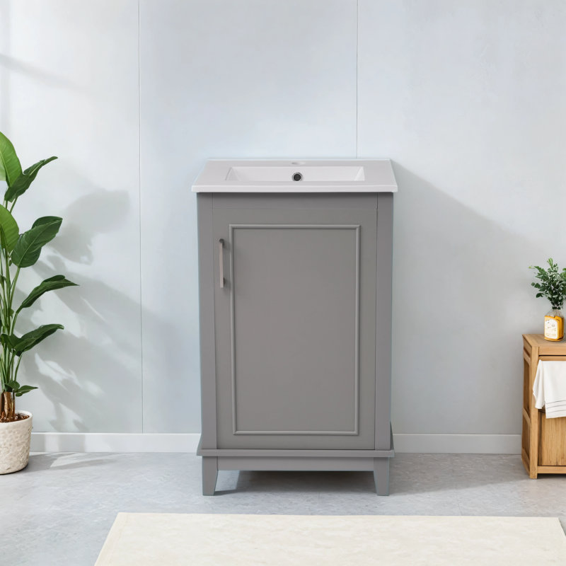 Meuble-lavabo simple avec plateau 20,01 po Rieks, Gris