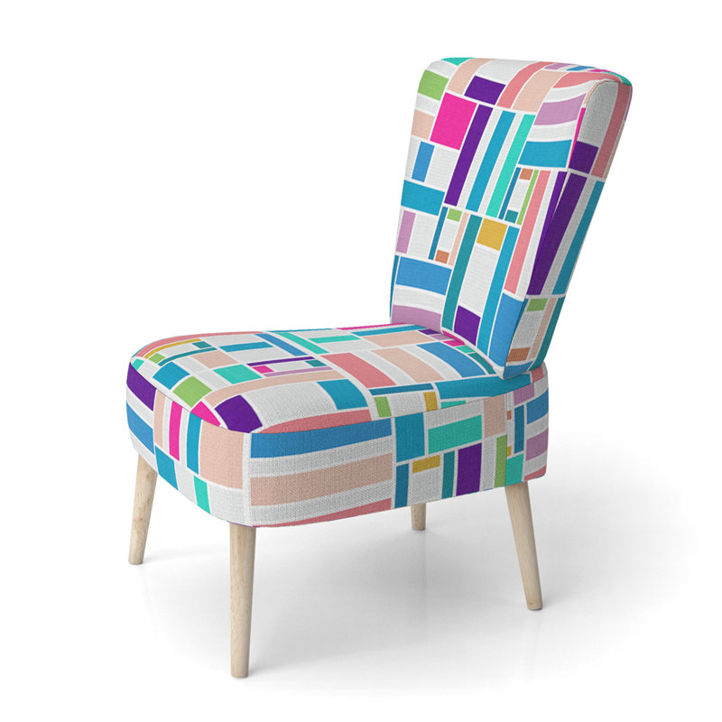 Chaise d'appoint rembourrée multicolore à motif géométrique tendance