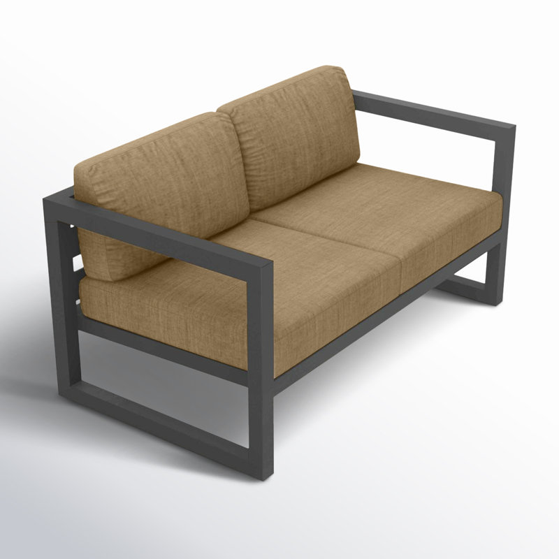 Avion Loveseat - Black, Canvas Charcoal Sunbrella® Canvas, Slate